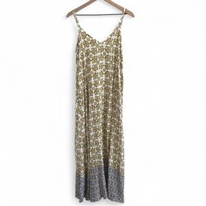 Vince Camuto Spaghetti Strap Maxi Dress Border Print
